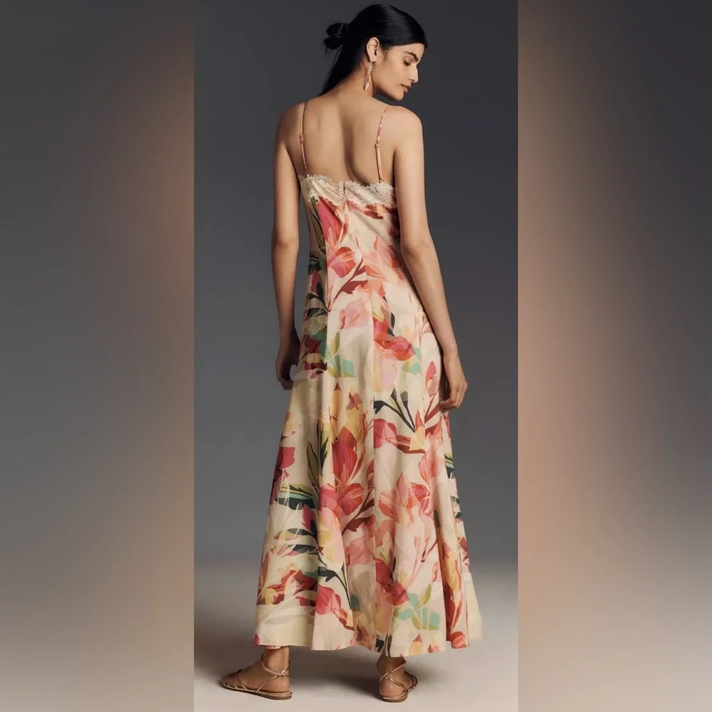 Hutch NWT Baldwin Sleeveless Lace-Trim V-Neck Slip Maxi Dress Size Small - Picture 3 of 6